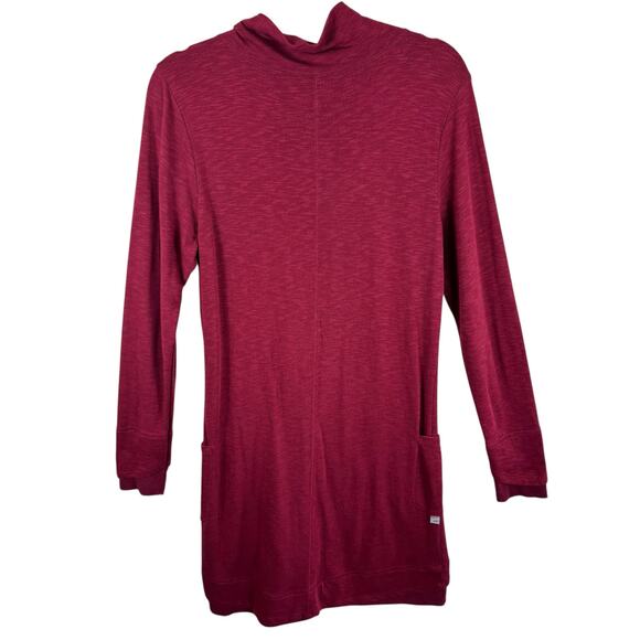 Horny Toad Burgundy Long Sleeve Cowl Neck Pullover Casual Knee Length Dress Sz L - Picture 2 of 5